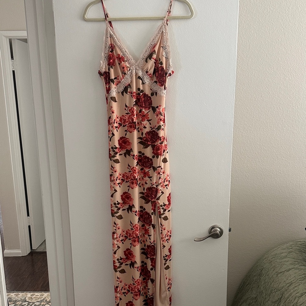 Floral full length mesh dress